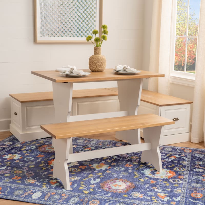 Ame Walnut Backless Nook Table Set - White