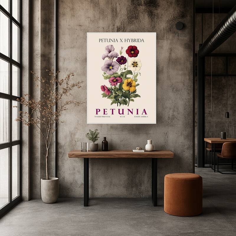 Vintage Botanical Petunia Illustration by Christopher Giampietro Framed Canvas Wall Art Print