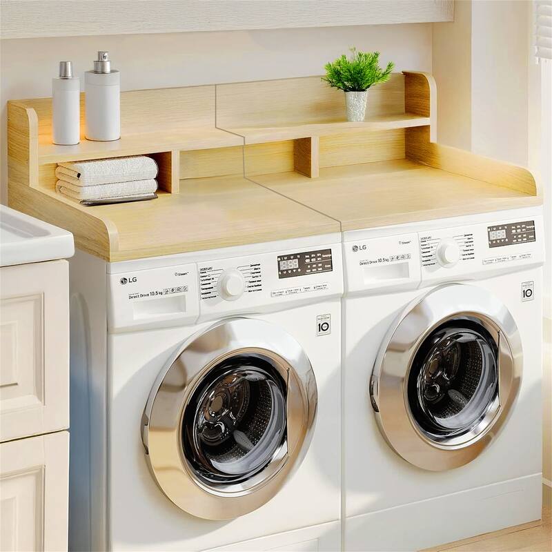 Wood Laundry Washer Shelf Countertop with Double Layer