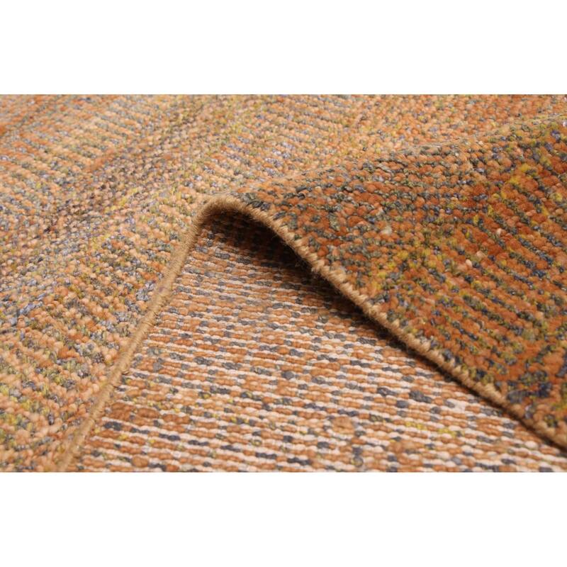 ECARPETGALLERY Hand-knotted Silk Shadow Light Brown Wool Rug - 4'0 x 11'10