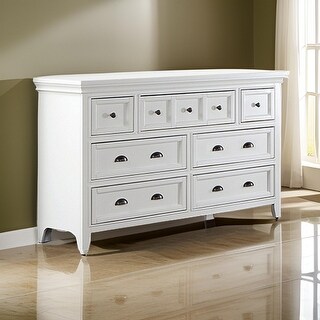Cile 56 Inch Dresser, 7 Gliding Drawers, White Wood, Round Nickel Handles - Bed Bath & Beyond - 38955007 Cile 56 Inch Dresser, 7 Gliding Drawers, White Wood, Round Nickel Handles - Bed Bath & Beyond - 38955007