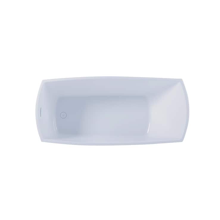 Indigo Home 67 inch Soaking Single Slipper Rectangular Bathtub in Glossy White