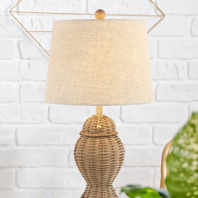 Hunter Wicker 20.5" Bohemian Rustic Iron LED Table Lamp, by JONATHAN Y