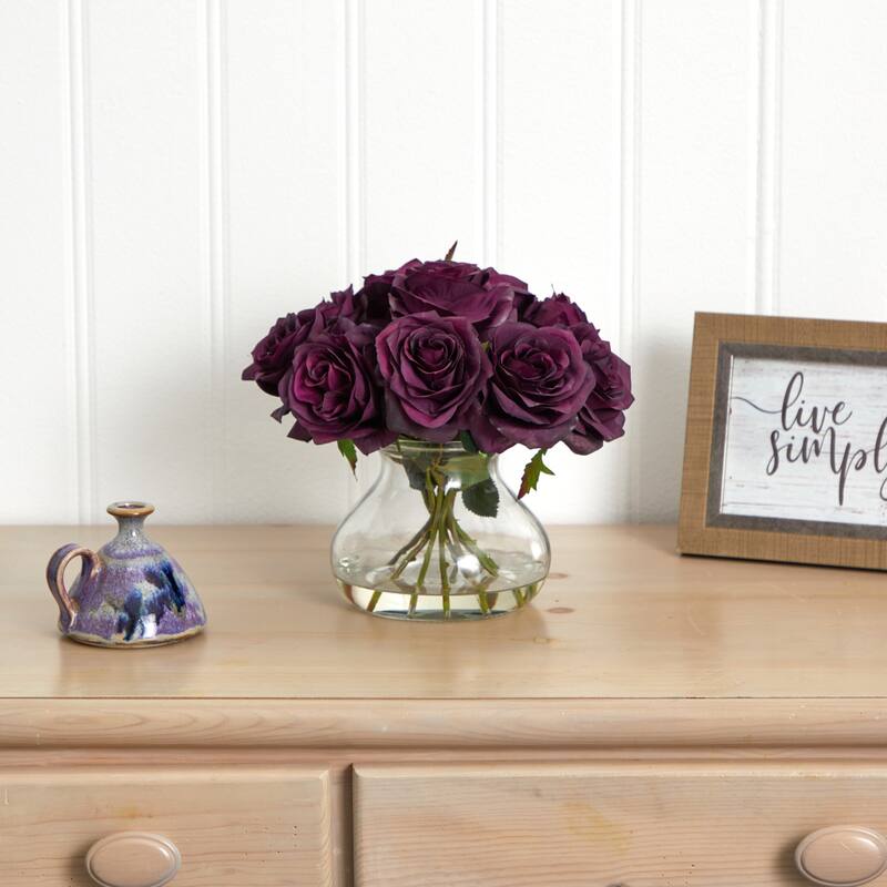 Artificial Flower Arrangement with Vase - Home Decor Centerpiece - Silk Floral Display - 11