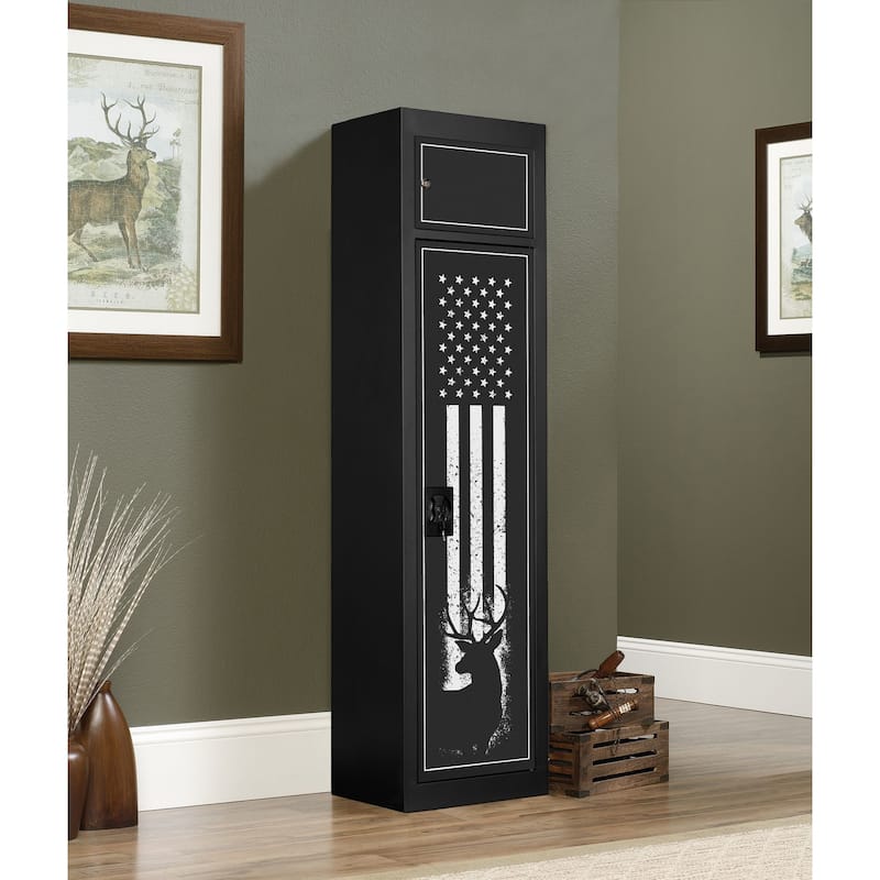 Metal Five Gun Locking Security Cabinet with Separate Ammunition Compartment - Multi-Color