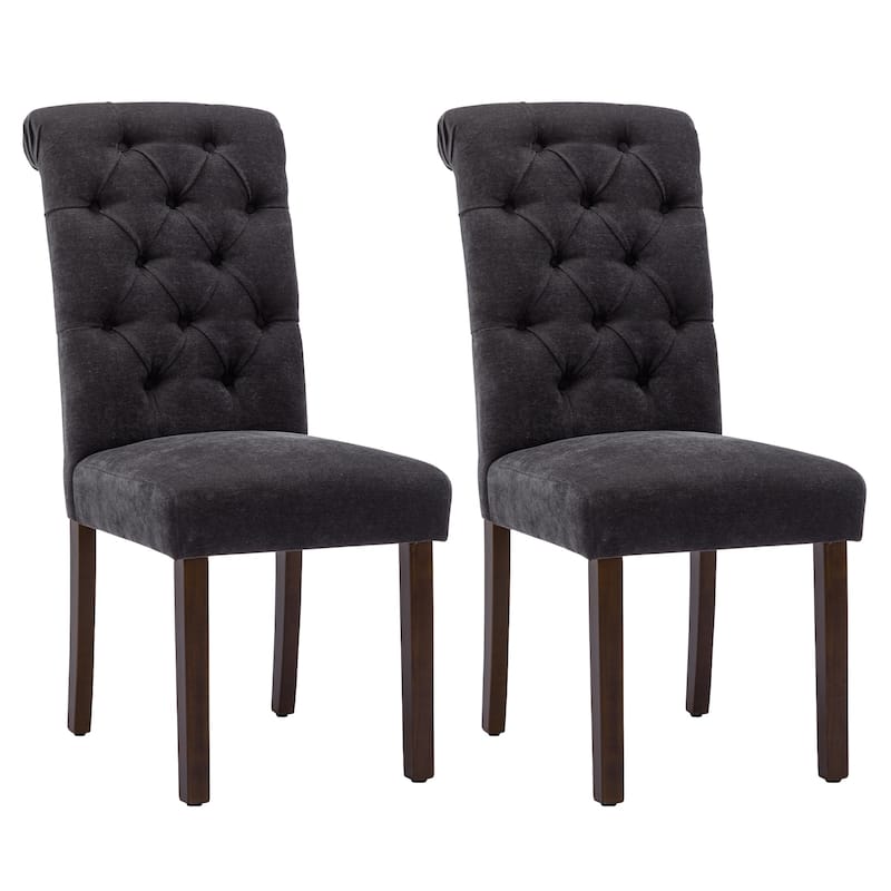 Tufted Parsons Dining Side Chairs ,Upholstered Fabric Dining Chairs Kitchen Chairs with Padded Seat(Set Of 2) - set of 2