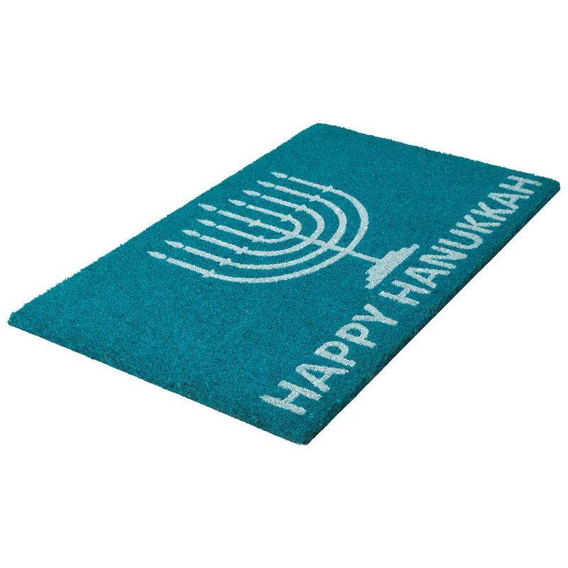 Natural Coir Menorah Happy Hanukkah Outdoor Doormat - 18" x 30"