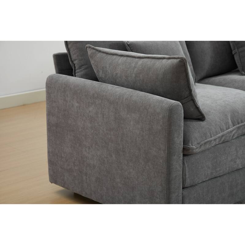Modern L-Shaped 3-Seat Modular Sectional Sofa with Removable Ottoman for Living Room Apartment