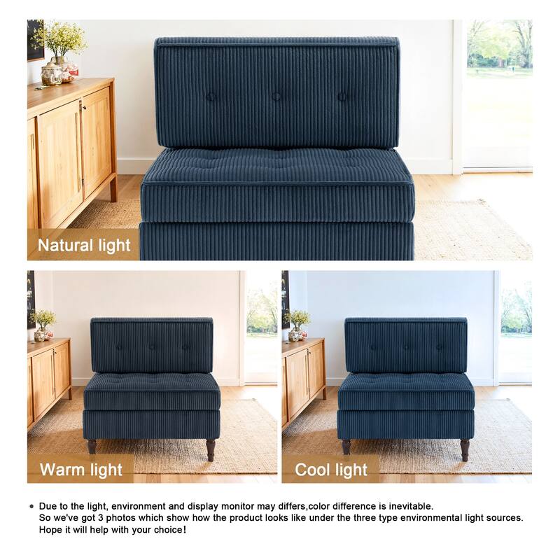 32.57" W Upholstered Corduroy Armless Accent Chair