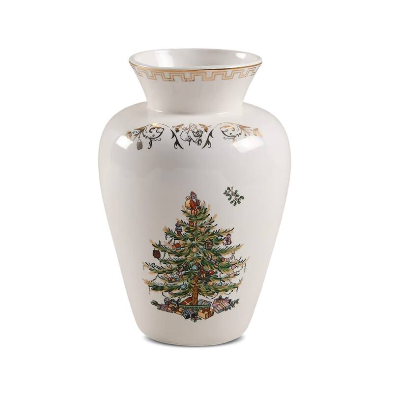 Spode Christmas Tree Gold Vase - 8" H x 5.5" L - 8" H x 5.5" L