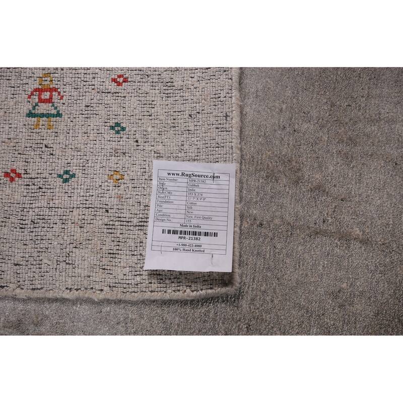 Tribal Gabbeh Indian Area Rug Silk Carpet - 9'0" X 11'7"