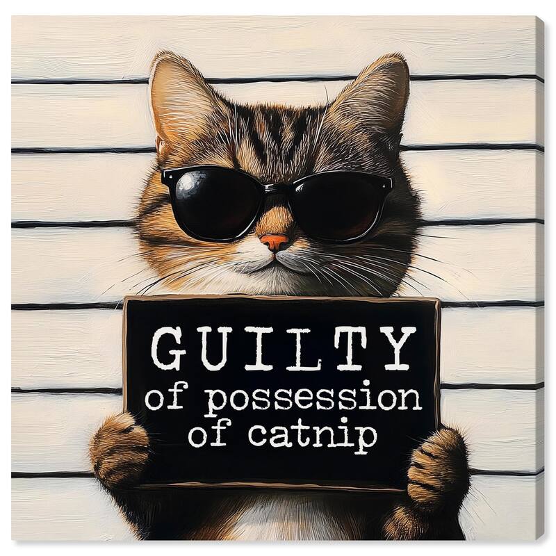 Guilty of Catnip Canvas by Art Remedy, Gallery Wrapped - 20" x 20"