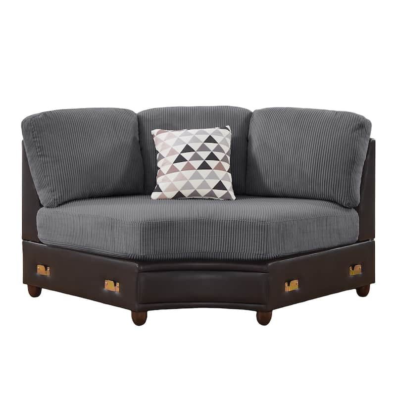 Oversized Corduroy With Faux Leather Modular Sectional