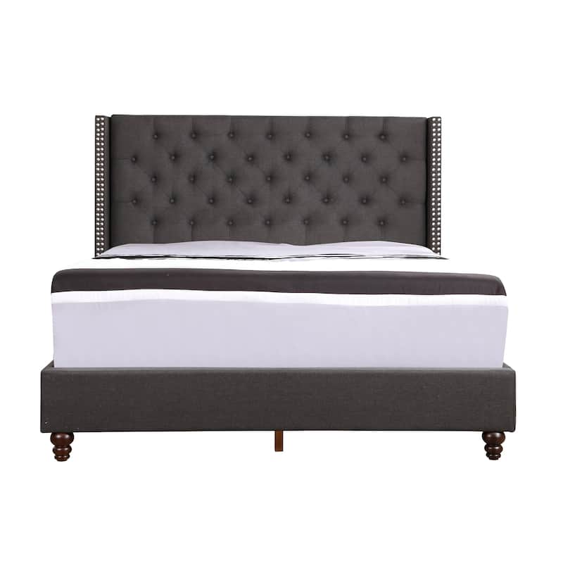 Diamond Tufted Upholstered Panel Queen Bed - 86" - Black