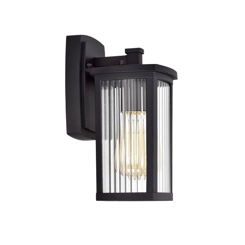 1-light Textured Black Outdoor Wall Lantern