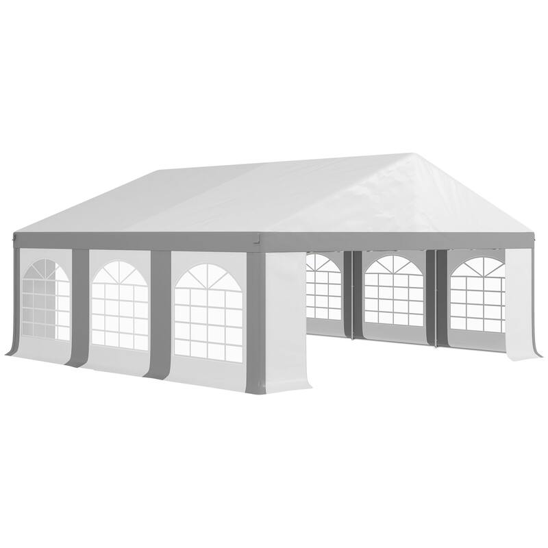Outsunny 20' x 20' Heavy Duty Party Tent & Carport with Removable Sidewalls and Double Doors, Large Canopy Tent - Grey