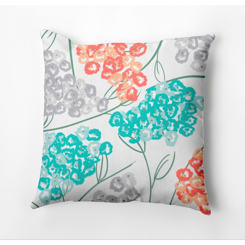 Hydrangeas Floral Print 16-inch Throw Pillow