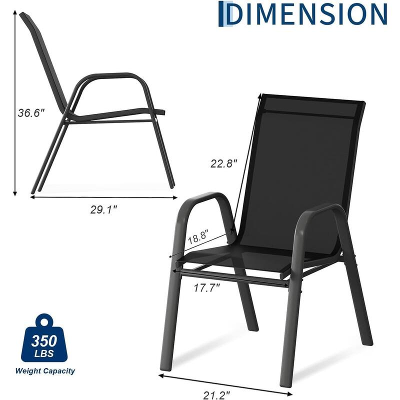 4-Pack Outdoor Stackable Dining Chairs High-Back Textilene Fabric Chairs