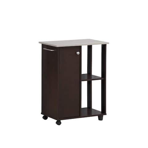 Hodedah 23.6" Wide Open Shelves and Cabinet Space Kitchen Cart - Grey - 15.75"Lx23.62"Wx31.5"H