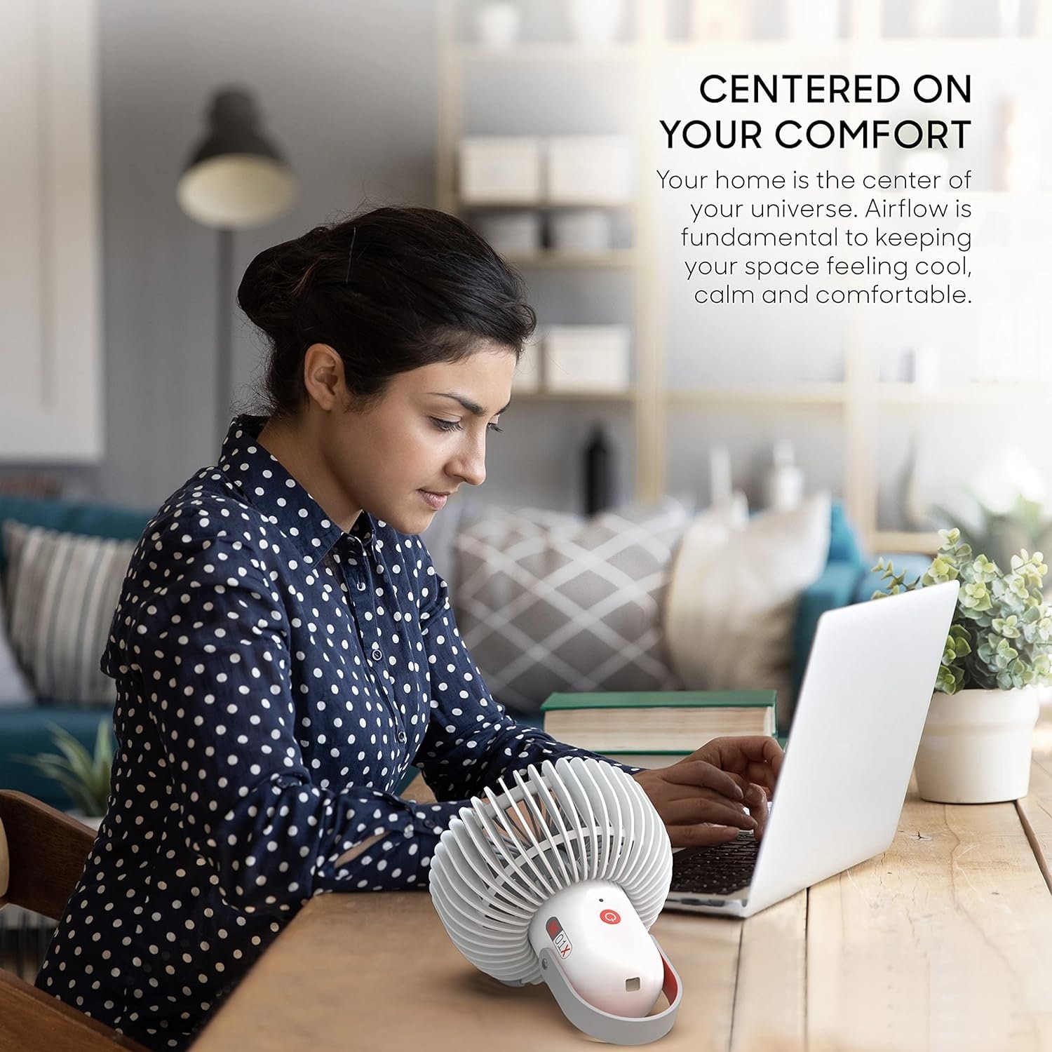 Sharper Image Refresh 01X Rechargeable Personal Fan, White On