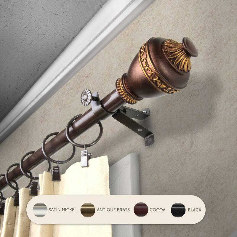 InStyleDesign Leeland Adjustable Curtain Rod 13/16 inch dia. - 66 to 120 inches - Cocoa