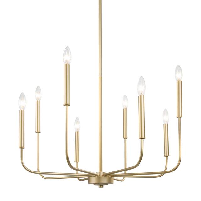 Modern Glam 8-Light Gold Metal Chandelier Mid-century Fixture for Dining Room