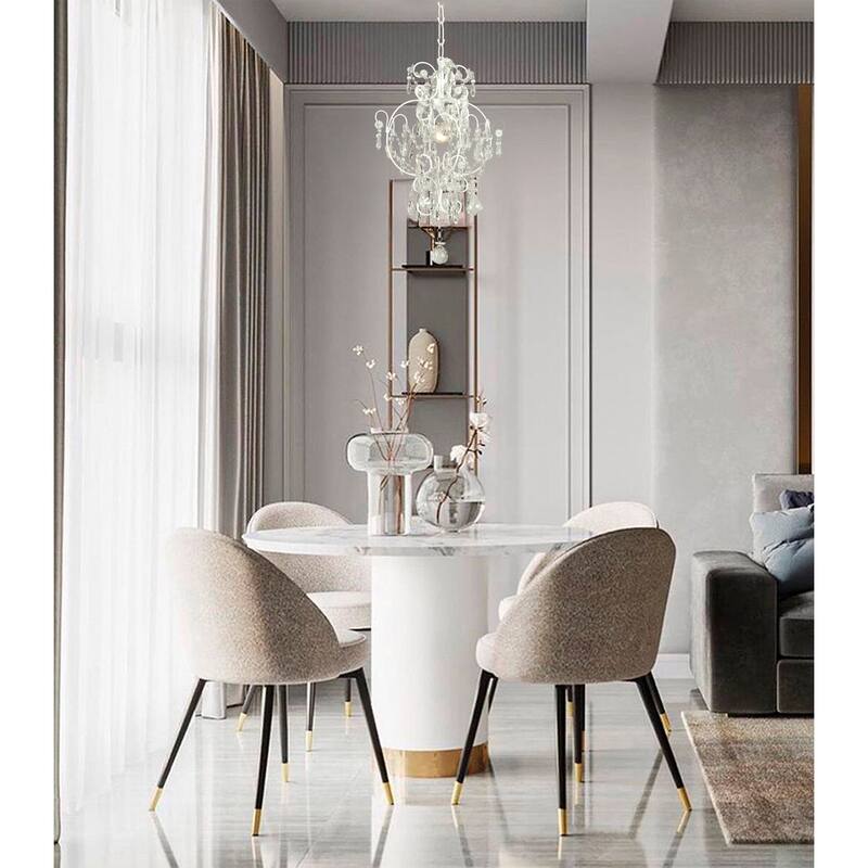 1-Light Chrome Chandelier With Clear Crystals