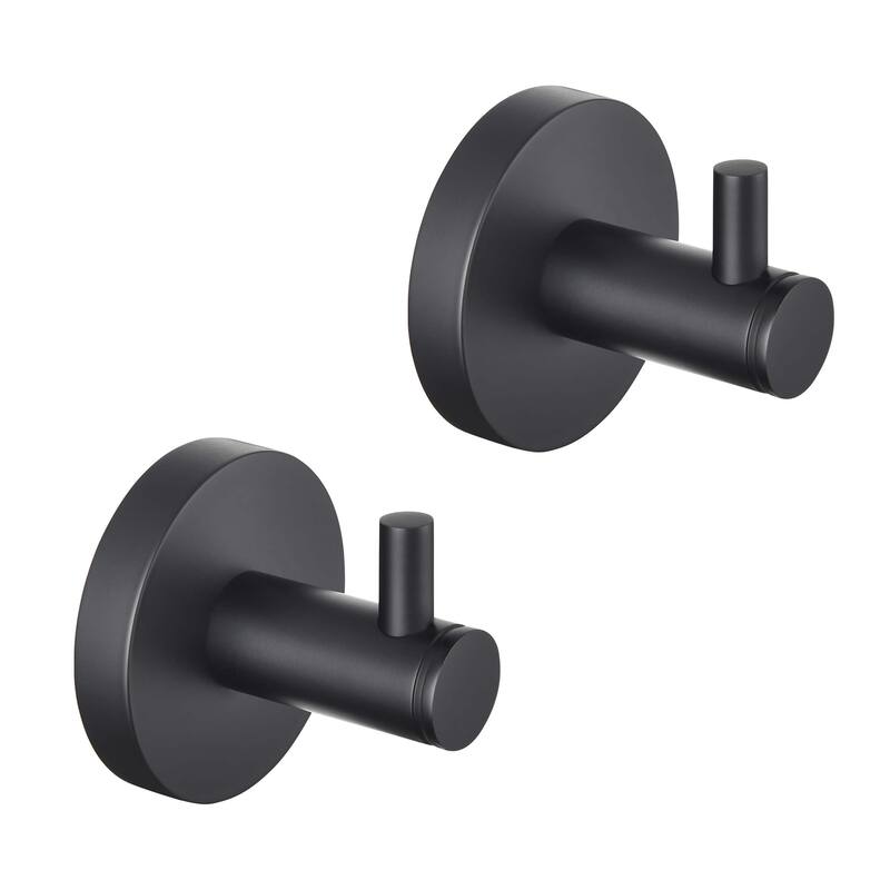 Circular Bathroom Towel & Robe Hook 2 Count - Matte Black