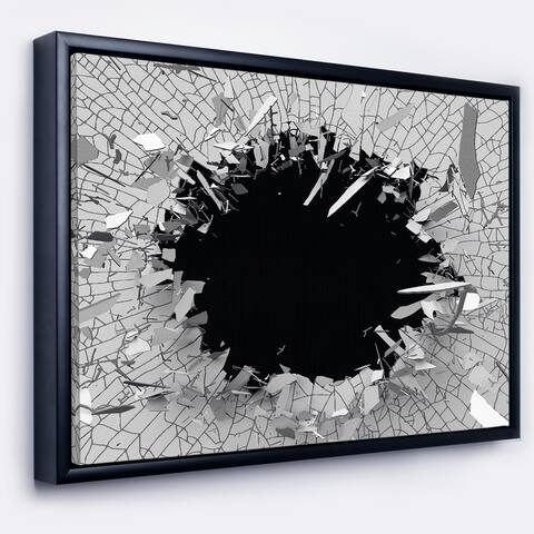 Silver Orchid "Abstract Broken Wall 3D Design" Abstract Framed Canvas Wall Art