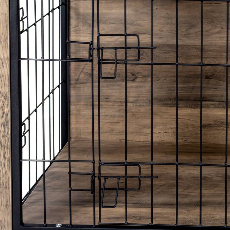 GDF Studio - Bubu Modern Wooden Dog Crate Furniture with Double Doors and Indoor Kennel Design