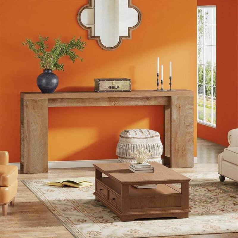 Farmhouse Console Table Rustic Wood Entryway Sofa Hallway Foyer Table 70 Inch - 70.9" x 11.8" x 33.5"