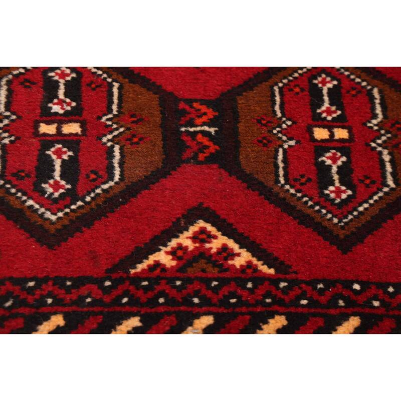 ECARPETGALLERY Hand-knotted Baluch Red Wool Rug - 3'1 x 5'7