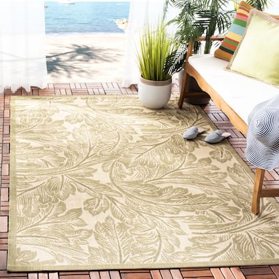 SAFAVIEH Courtyard Bettyjane Tropical Leaves Indoor/ Outdoor Area Rug