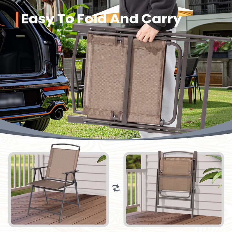 Pellebant Outdoor 5-piece Patio Dining Set with Folding Chairs