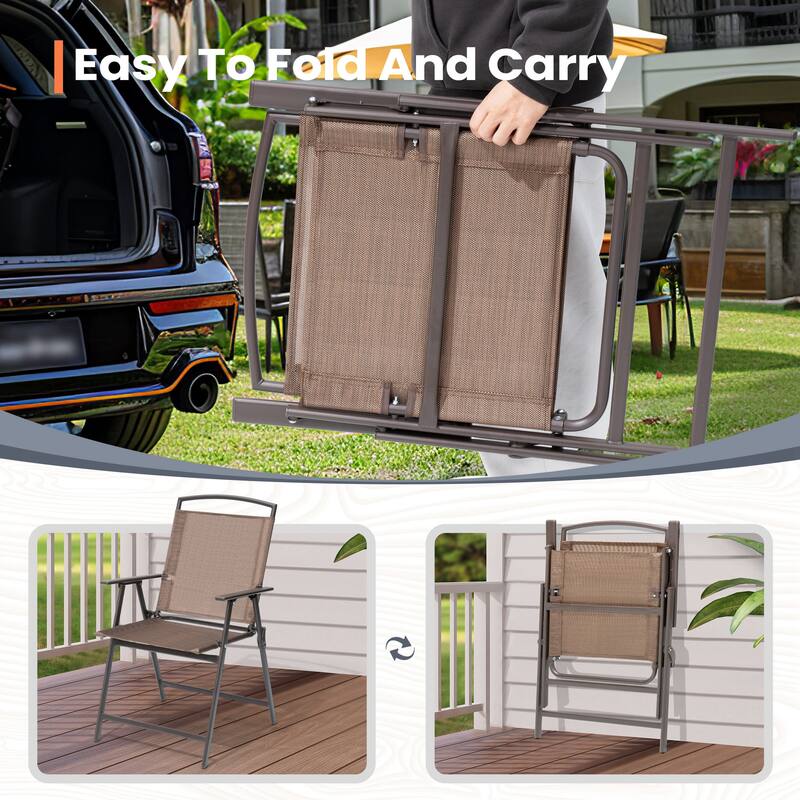 Pellebant Set of 4 Patio Folding Chairs Outdoor Portable Dining Chairs