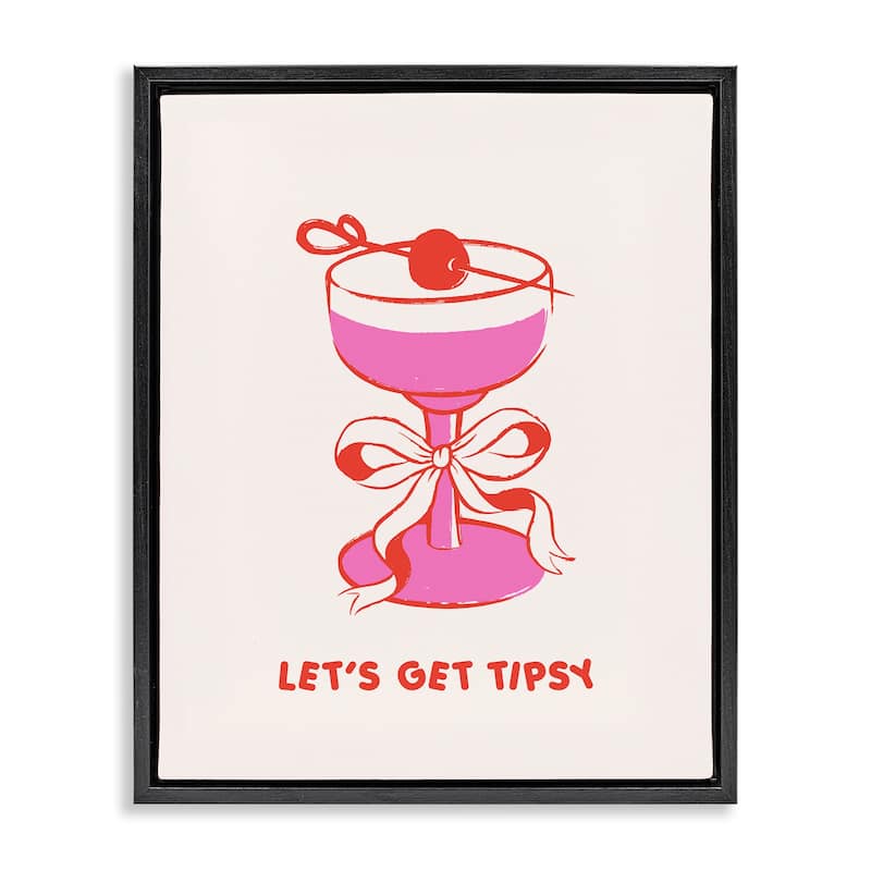Stupell Let's Get Tipsy with Glass Framed Floater Canvas Wall Art Design By House of Lulu - 25 x 31 - Black