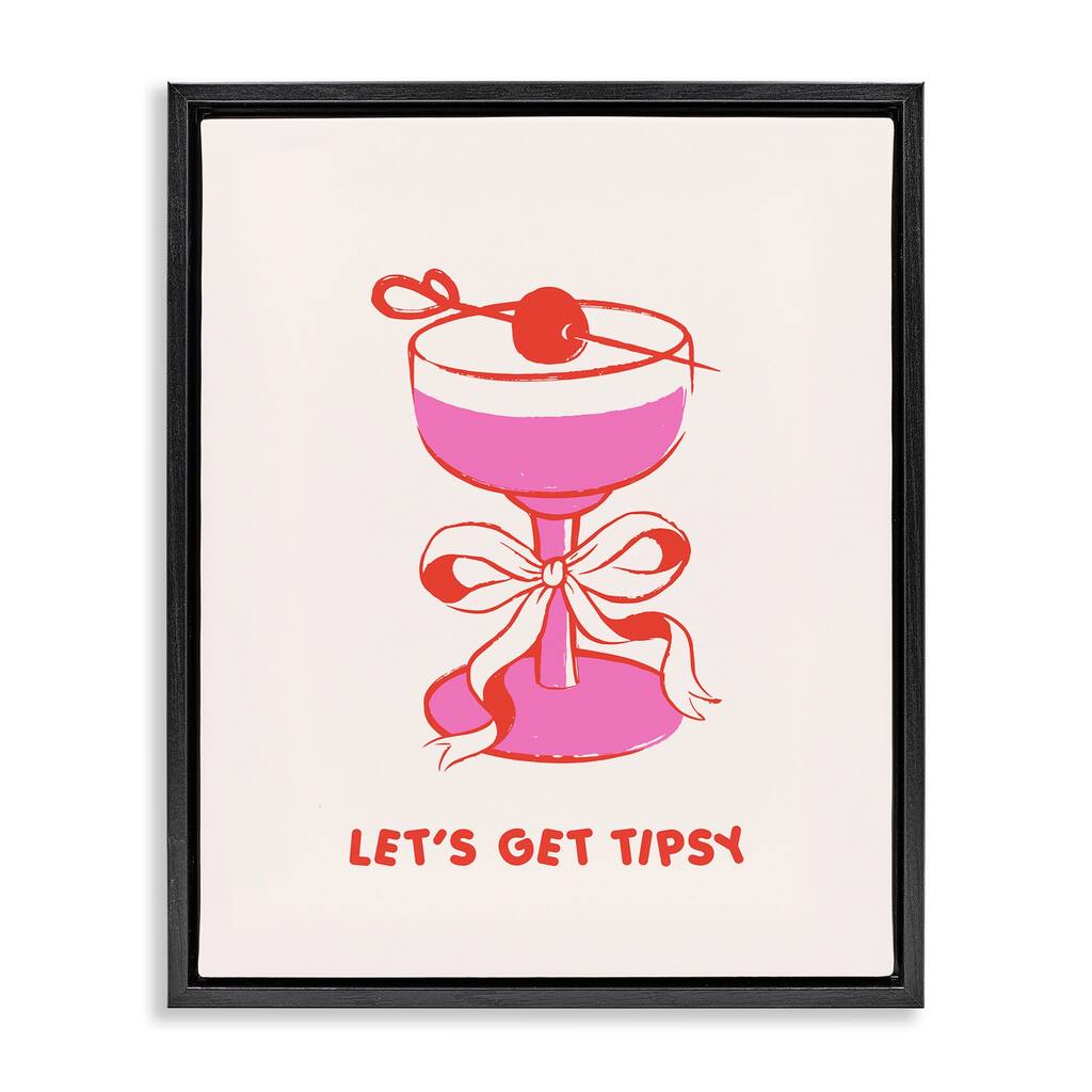 Stupell Let's Get Tipsy with Glass Framed Floater Canvas Wall Art Design By House of Lulu