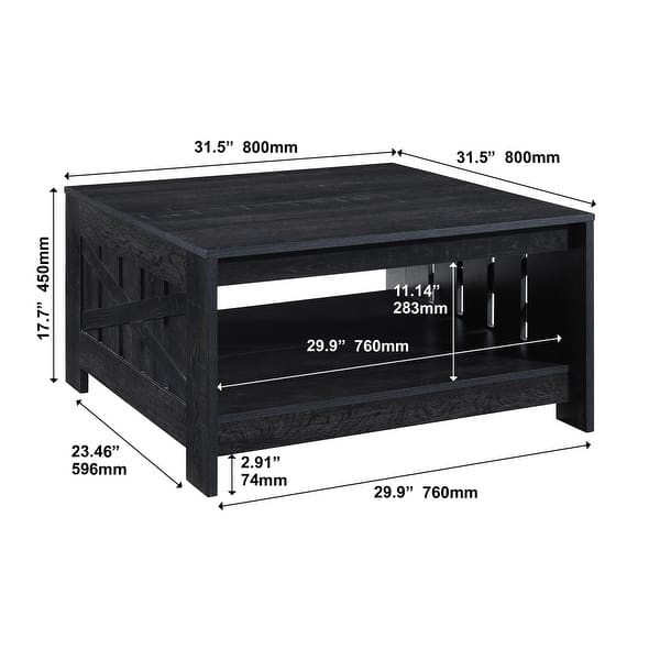 dimension image slide 1 of 3, 31.5 in. Square Wood Coffee Table