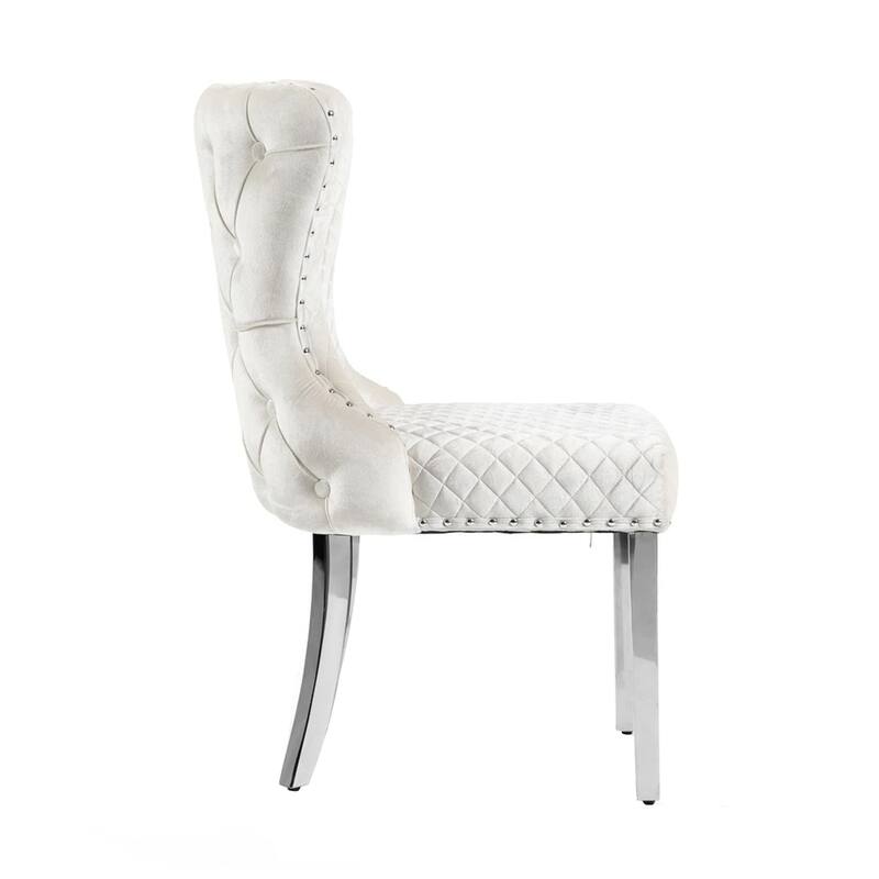 Set of 2 Upholstered Dining Chairs with Square Legs