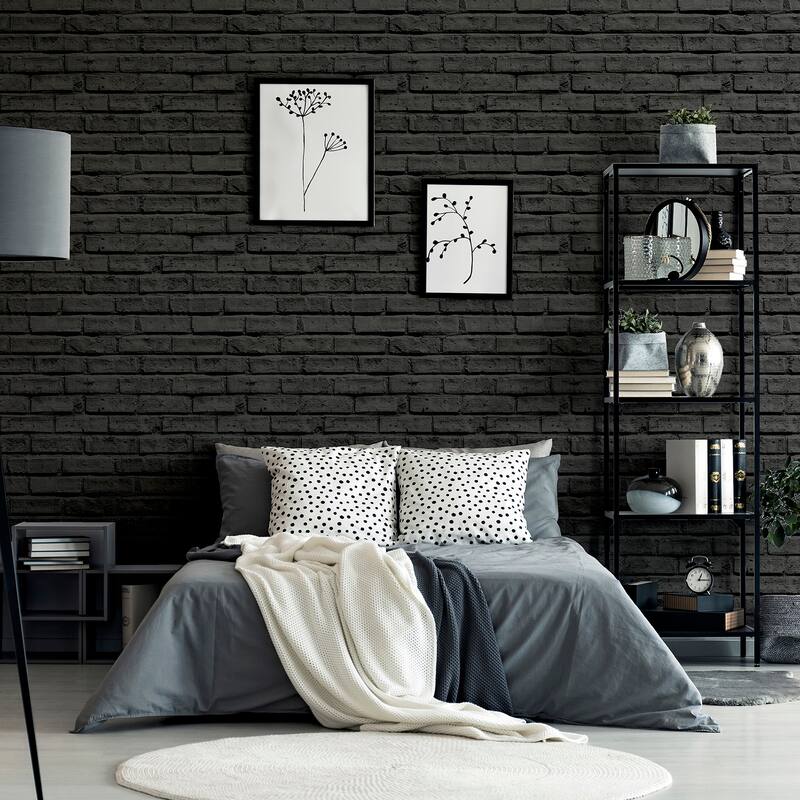 Arthouse Abner Black Brick Wallpaper