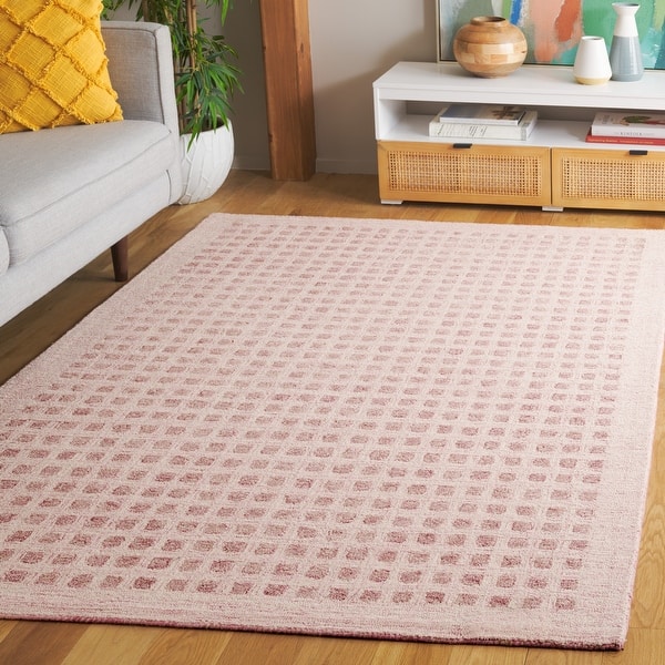 slide 2 of 20, SAFAVIEH Hand-Tufted Abstract Gerolda Modern & Contemporary Wool Rug 8' x 10' - Pink - Rectangle