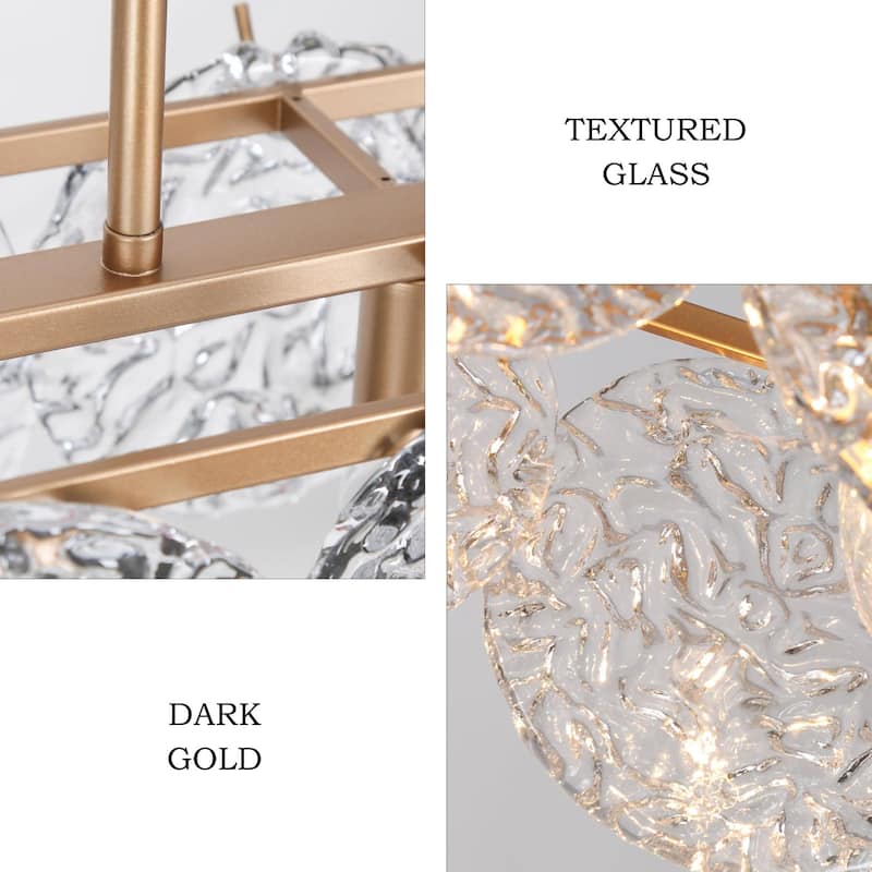 Modern Glam 5-Light Gold Chandelier Rectangle Island Light for Kitchen Dining Room - 33" L x 9" W x 7.5" H