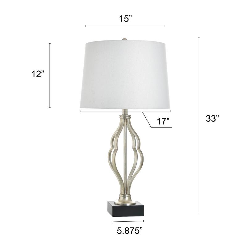 StyleCraft Steel Table Lamp - Castonia Silver - White Shade