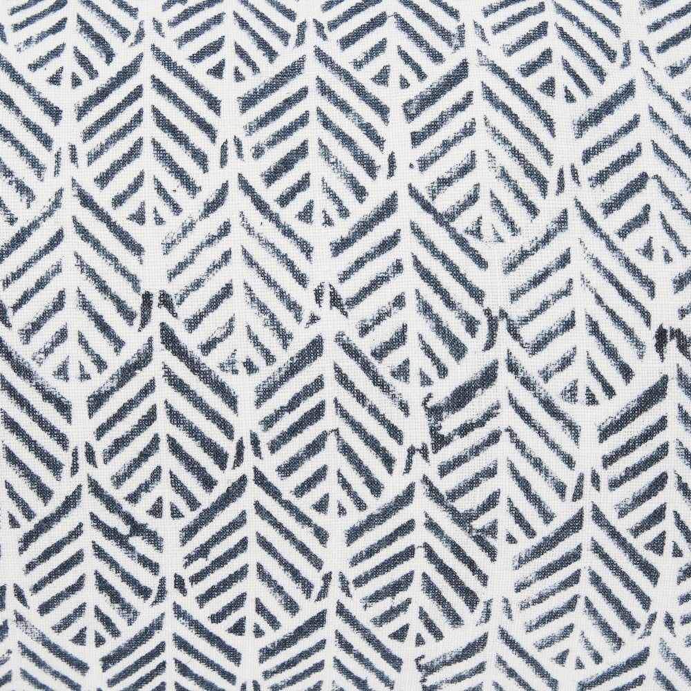 Janelle Cream w/ Indigo Print Linen Lumbar Decorative Pillow Cover