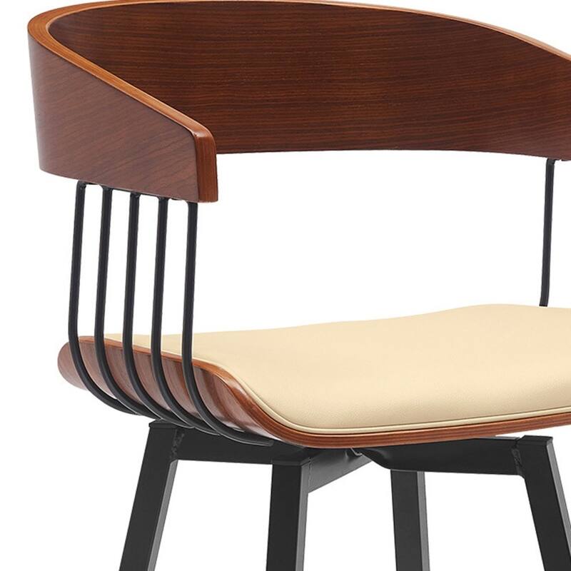 Modern Swivel Bucket Seat Bar Stool with Footrest and Armsrest Metal Frame for Kitchen Island
