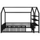 preview thumbnail 11 of 13, Black Full Size Metal House Bed with Fence and Detachable Storage Shelves for Kids, Boys and Girls