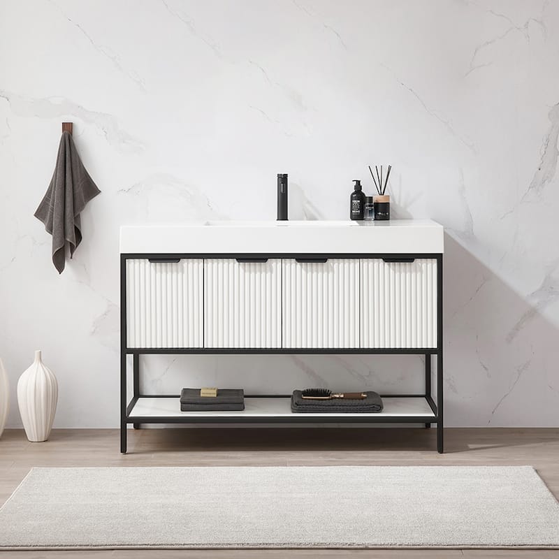 Marcilla 48 in. Single Sink Bath Vanity with Stone Sink Top