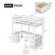 preview thumbnail 7 of 15, White Twin Size Solid Wood Loft Bed with Desk, Blackboard & Drawers