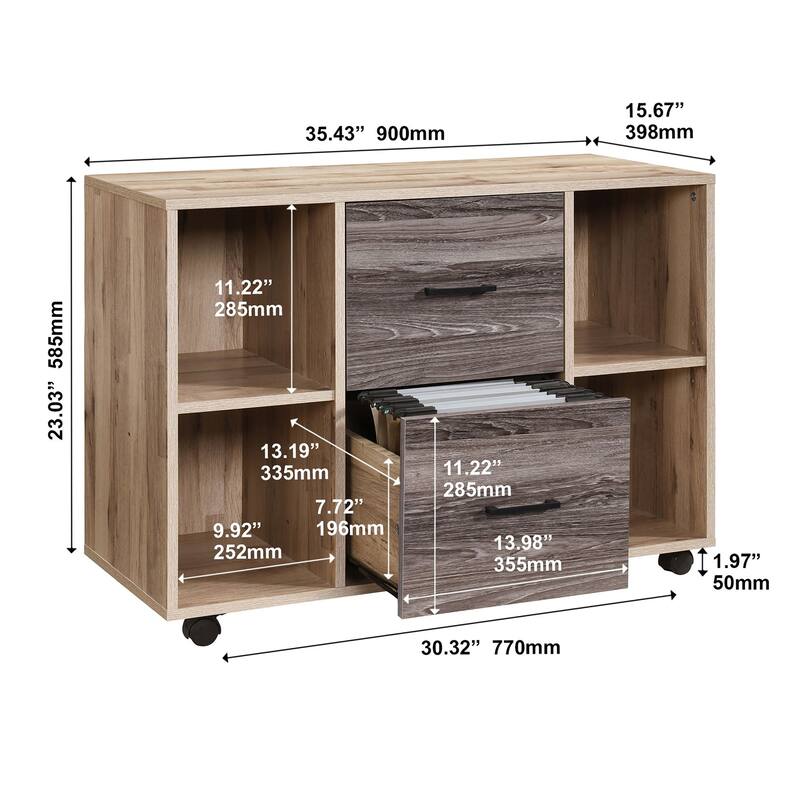 2-Drawer Wood 35.43 in. W Lateral File Cabinet
