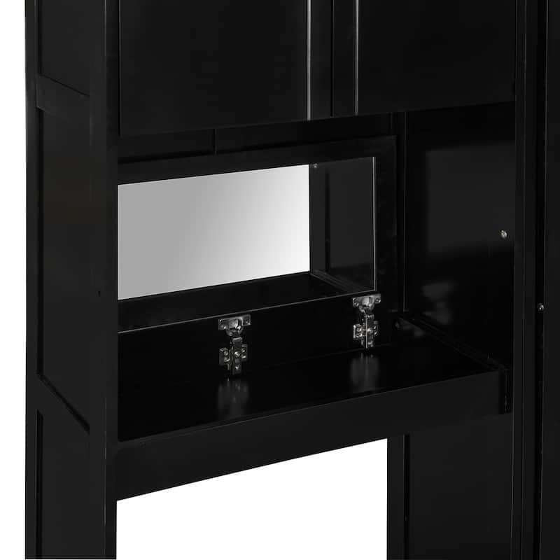 Queen Size Murphy Bed with Desk, Vanity and Cabinets, Espresso